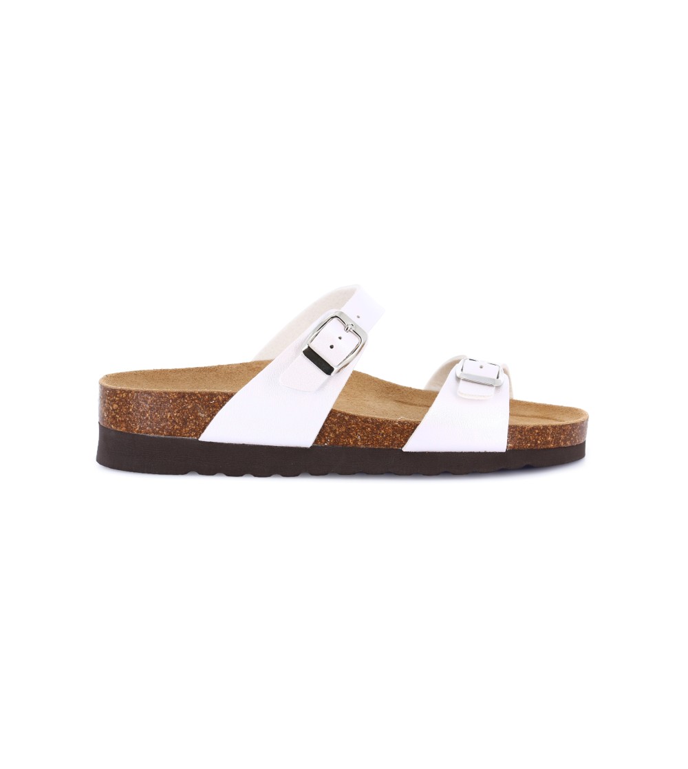 Grunland Ciabatta BioSoft Zeppa Alta 2 Fibbie Laminato Perla