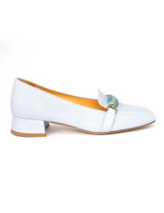 Noa Mocassino Tacco Medio Accessorio Nappa Blu Cielo