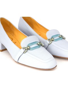 Noa Mocassino Tacco Medio Accessorio Nappa Blu Cielo