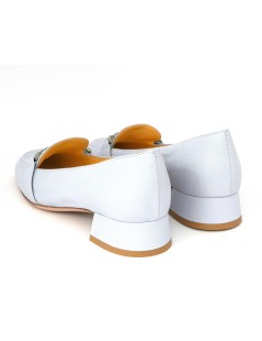 Noa Mocassino Tacco Medio Accessorio Nappa Blu Cielo