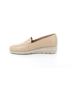 Grunland Mocassino Slipon Traforato Flessibile con Zeppa Beige