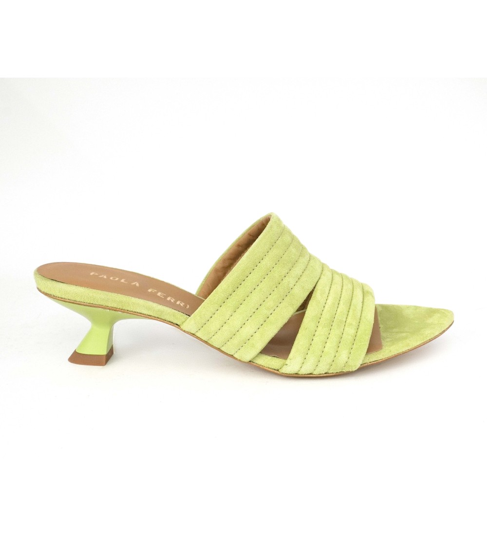 Paola Ferri Ciabattina Goccia Tacco Camoscio Verde