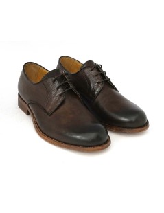 Exton Stringata Derby Liscio Cuoio e Nappa Sfumata Fango