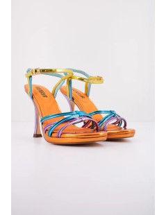 Menbur  Sandalo Tacco Alto Multifasce Incrocio Braccialetto Multicolor
