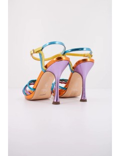 Menbur  Sandalo Tacco Alto Multifasce Incrocio Braccialetto Multicolor