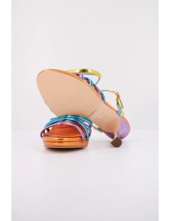 Menbur  Sandalo Tacco Alto Multifasce Incrocio Braccialetto Multicolor
