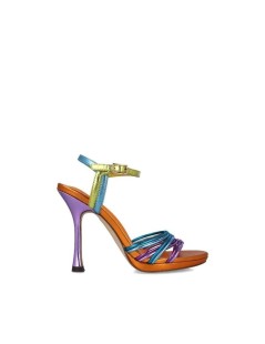 Menbur  Sandalo Tacco Alto Multifasce Incrocio Braccialetto Multicolor