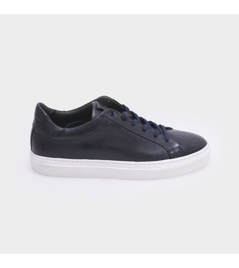 Kebo Sneakers Uomo Cassetta Fondo Bianco Nappa Blu