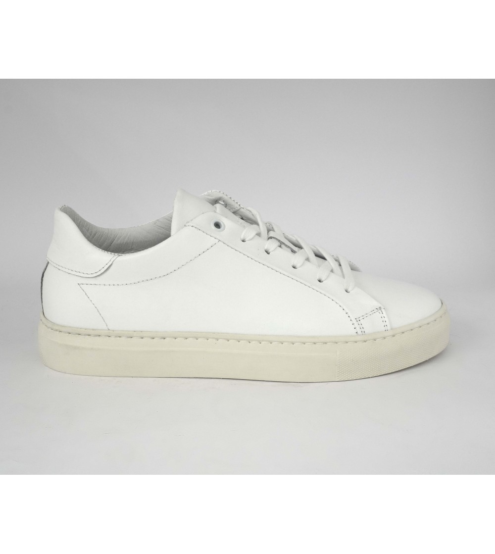 Kebo Sneakers Uomo Cassetta Fondo Nappa Tutto Bianco