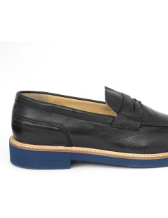 Kebo Mocassino Uomo College Fondo Blu Pelle Blu