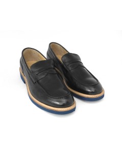 Kebo Mocassino Uomo College Fondo Blu Pelle Blu