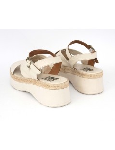 Bueno Sandalo Zeppa Media Corda Incrocio Nappa Crema