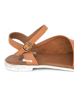 Bueno Sandalo Tacco Basso Fascia Trasversale Nappa Cuoio