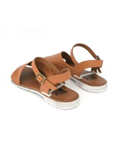 Bueno Sandalo Tacco Basso Fascia Trasversale Nappa Cuoio