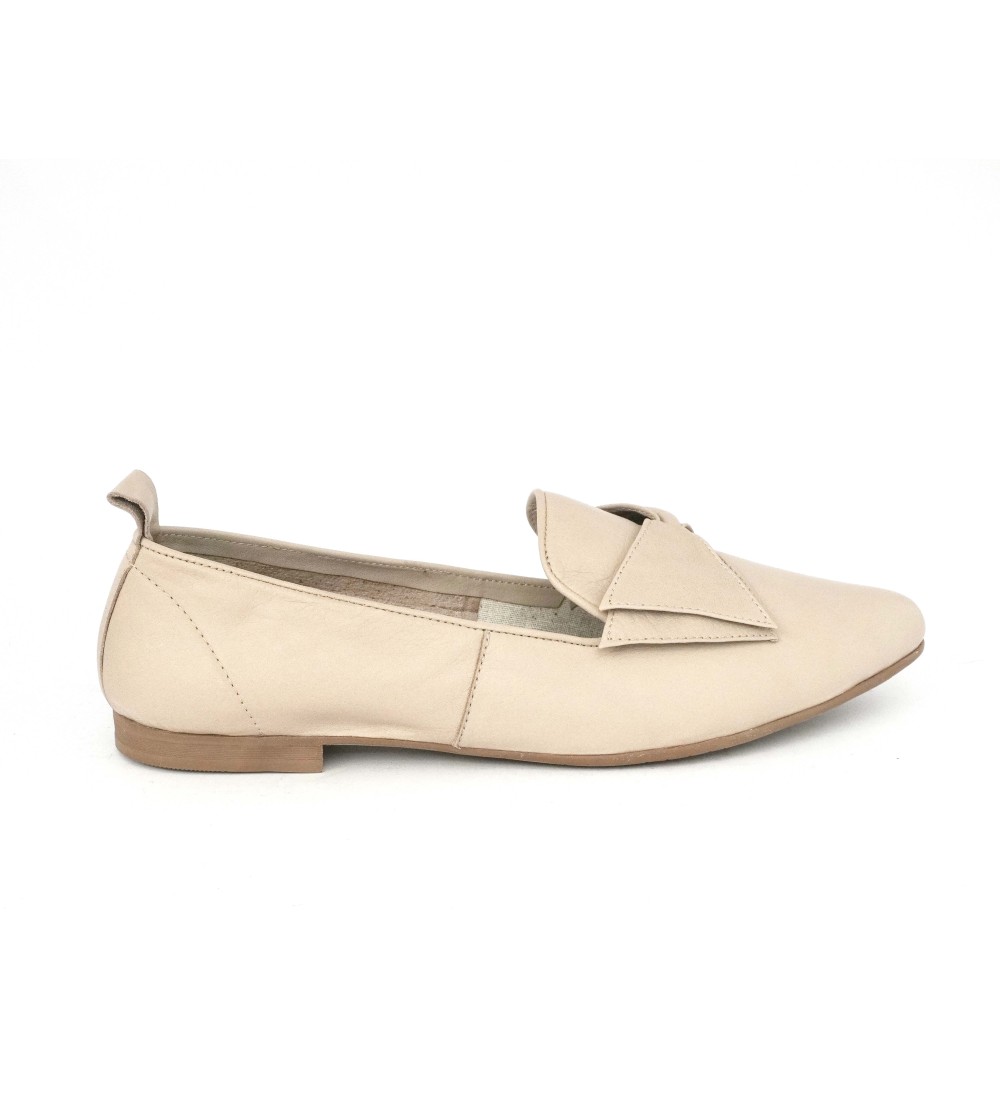 Bueno Mocassino Pantofolina Basso Fiocco Nappa Tortora