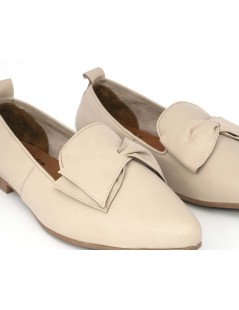 Bueno Mocassino Pantofolina Basso Fiocco Nappa Tortora