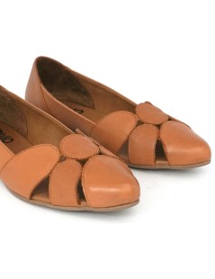 Bueno Ballerina Punta con Inserti Traforati Nappa Cuoio