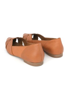 Bueno Ballerina Punta con Inserti Traforati Nappa Cuoio