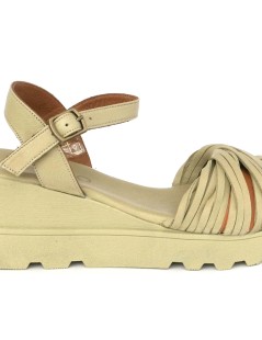 Bueno Sandalo Zeppa Media Fascette Incrocio Nappa Verde