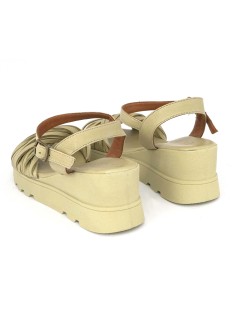 Bueno Sandalo Zeppa Media Fascette Incrocio Nappa Verde