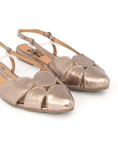 Bueno Slingback Ballerina inserti Traforati Perlato Bronzo