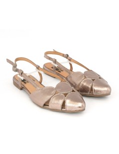 Bueno Slingback Ballerina inserti Traforati Perlato Bronzo