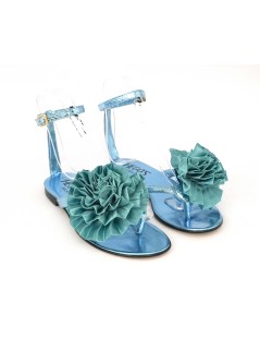 Hego's Sandalo Infradito Braccialetto Pon Pon Raso Celeste