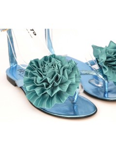 Hego's Sandalo Infradito Braccialetto Pon Pon Raso Celeste