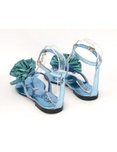 Hego's Sandalo Infradito Braccialetto Pon Pon Raso Celeste