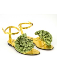 Hego's Sandalo Infradito Braccialetto Pon Pon Raso Pistacchio