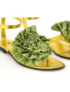 Hego's Sandalo Infradito Braccialetto Pon Pon Raso Pistacchio