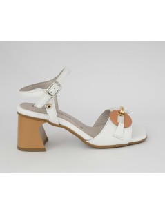 Donna Serena Sandalo Tacco Medio Accessorio Pelle Bianco