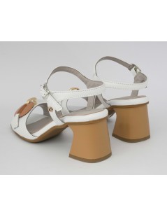 Donna Serena Sandalo Tacco Medio Accessorio Pelle Bianco