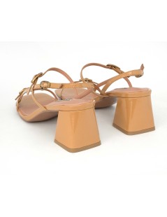 Bibi Lou Sandalo Tacco Medio Fascette Multi Fibbie Cammello