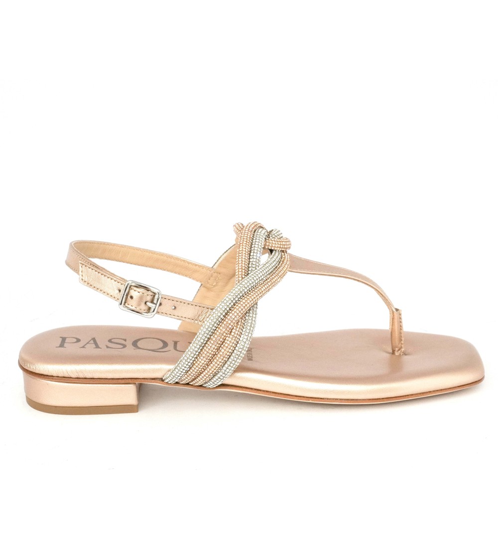 Pasquini Sandalo Infradito Gioiello Nodo Strass Pesca