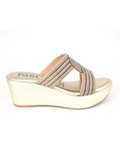 Pasquini Ciabatta Gioiello Zeppa Platform Laminato Platino