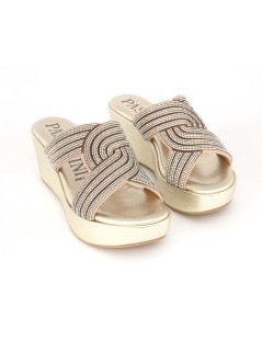 Pasquini Ciabatta Gioiello Zeppa Platform Laminato Platino