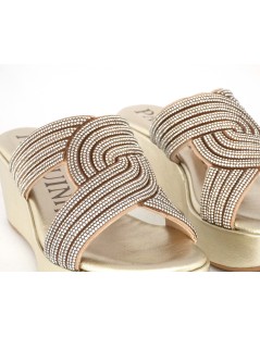 Pasquini Ciabatta Gioiello Zeppa Platform Laminato Platino