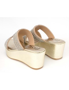 Pasquini Ciabatta Gioiello Zeppa Platform Laminato Platino