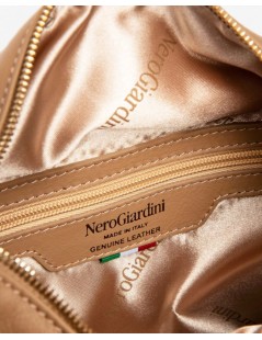 Nero Giardini Borsa a Spalla Chiusura Zip Logo Tracolla Pelle Corda