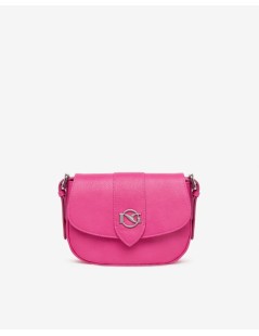 Nero Giardini Borsa a Spalla Tracolla Pelle Tessuto Logo Calamita Fuxia