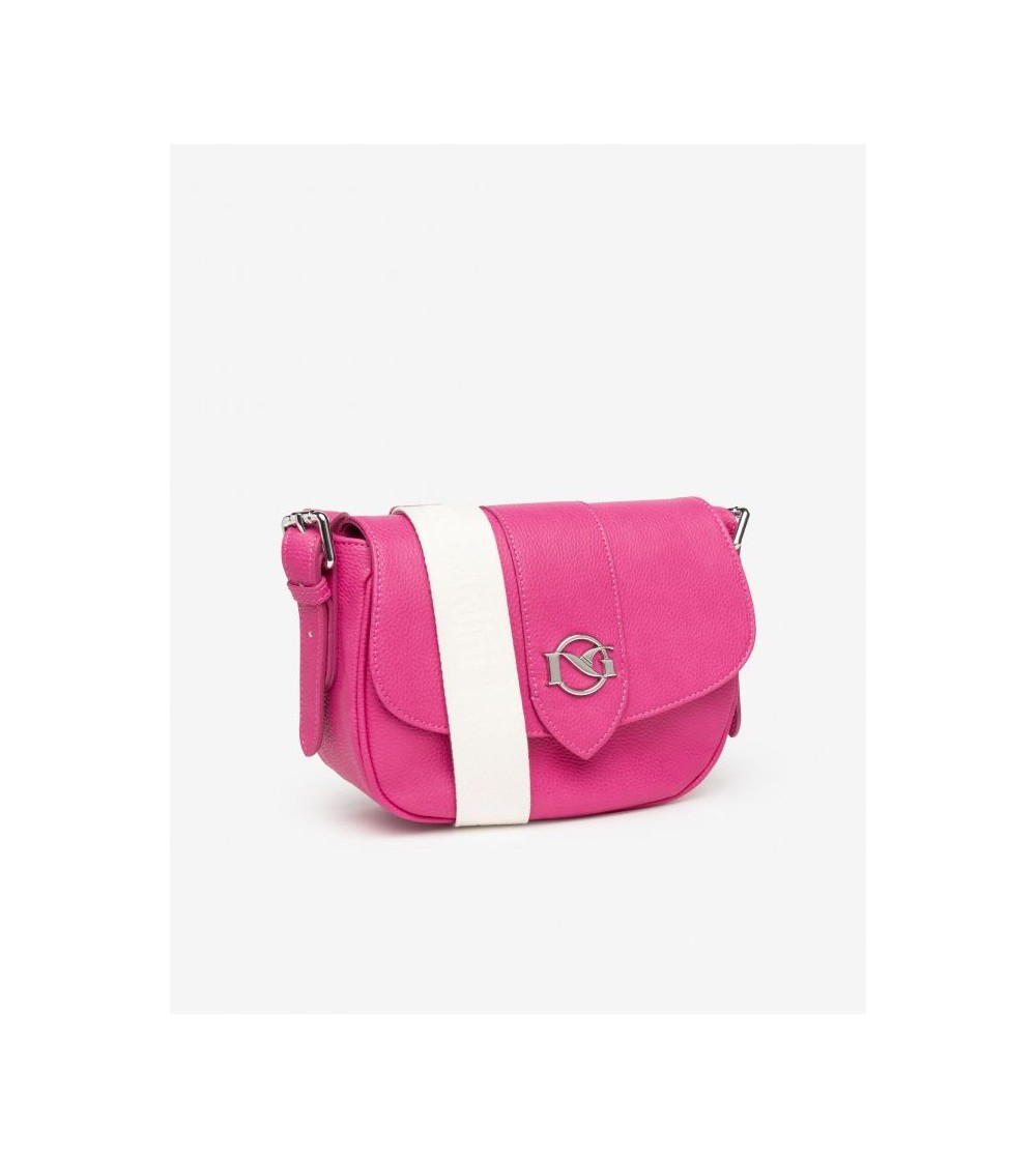 Nero Giardini Borsa a Spalla Tracolla Pelle Tessuto Logo Calamita Fuxia