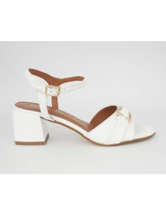 Donna Serena Sandalo Tacco Medio Braccialetto Camoscio Bianco