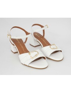 Donna Serena Sandalo Tacco Medio Braccialetto Camoscio Bianco