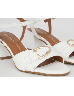 Donna Serena Sandalo Tacco Medio Braccialetto Camoscio Bianco