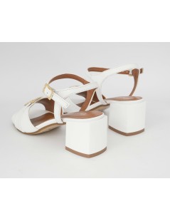 Donna Serena Sandalo Tacco Medio Braccialetto Camoscio Bianco