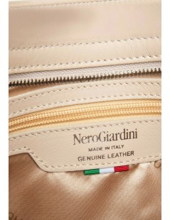 o Giardini Borsa a Mano Chiusura Zip Bottone Tracolla Pelle Lino