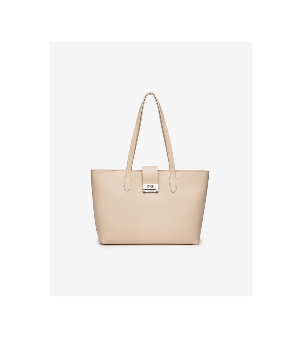 Nero Giardini Borsa a Spalla Chiusura Zip Logo Scatto Lino