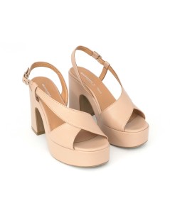 Gianmarco Sorelli Gioia Sandalo Zeppatacco Trasversale Nappa Cipria