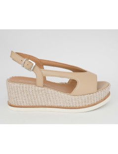 Gianmarco Sorelli JIL Sandalo Zeppa Rafia Nappa Beige